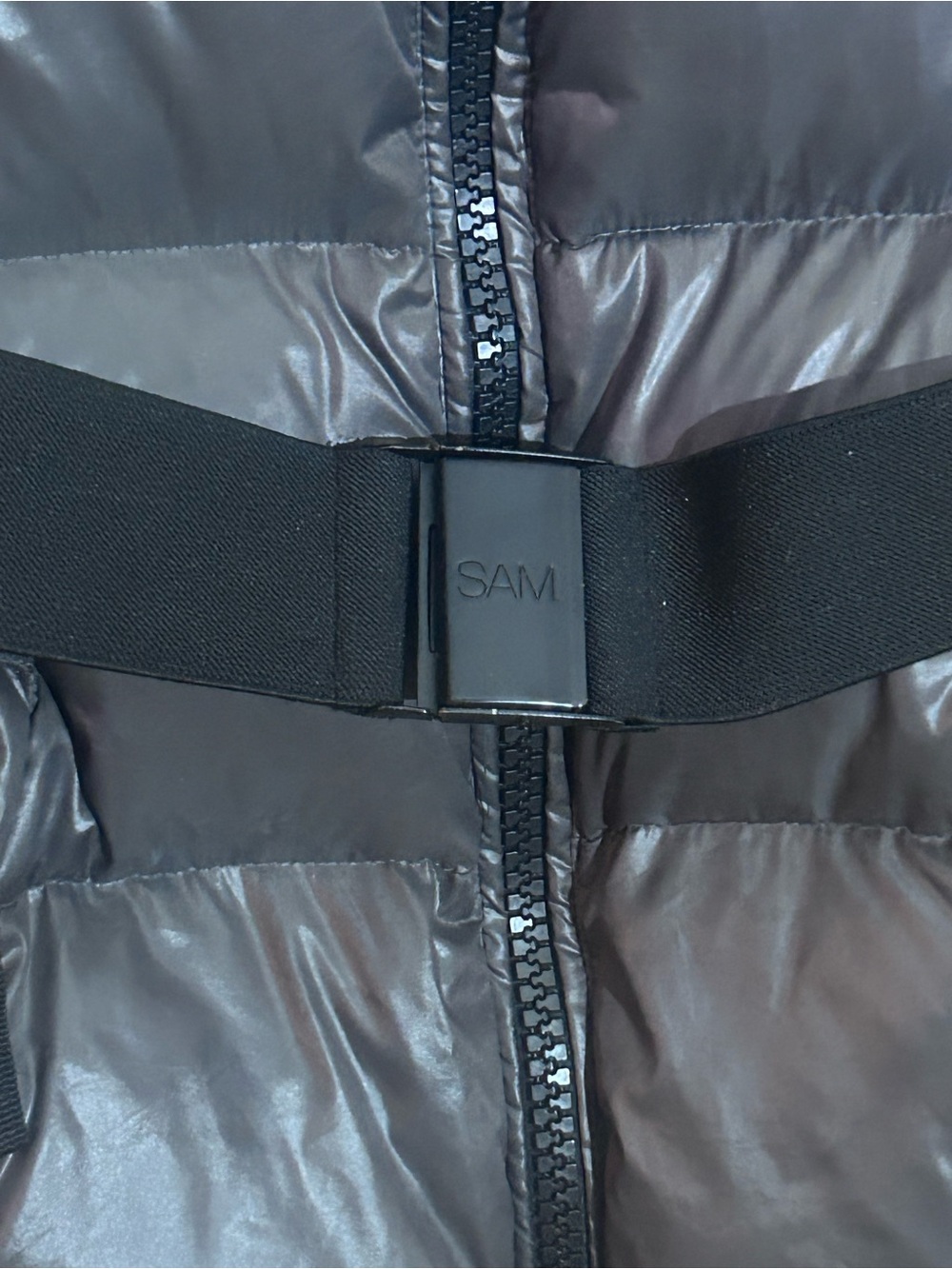 SAM. New York Soho Belted Down Puffer Jacket Metallic Gray/Gunmetal - Picture 4 of 10